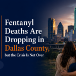 Dallas family overlooking the Dallas skyline representing fentanyl awareness and intervention services in Dallas County.