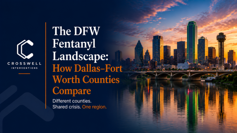 Crosswell Interventions featured image about fentanyl trends across Dallas-Fort Worth counties and professional intervention services in North Texas.